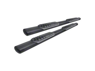 4-Inch Straight Oval Side Step Bars; Textured Black (18-25 Jeep Wrangler JL 4-Door)
