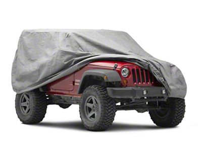 4-Layer Breathable Full Car Cover; Gray (07-25 Jeep Wrangler JK & JL 2-Door)