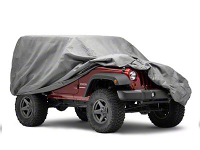 4-Layer Breathable Full Car Cover; Gray (07-18 Jeep Wrangler JK 4-Door)