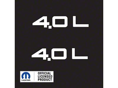 4.0L Side Logo; Matte White (97-06 Jeep Wrangler TJ)
