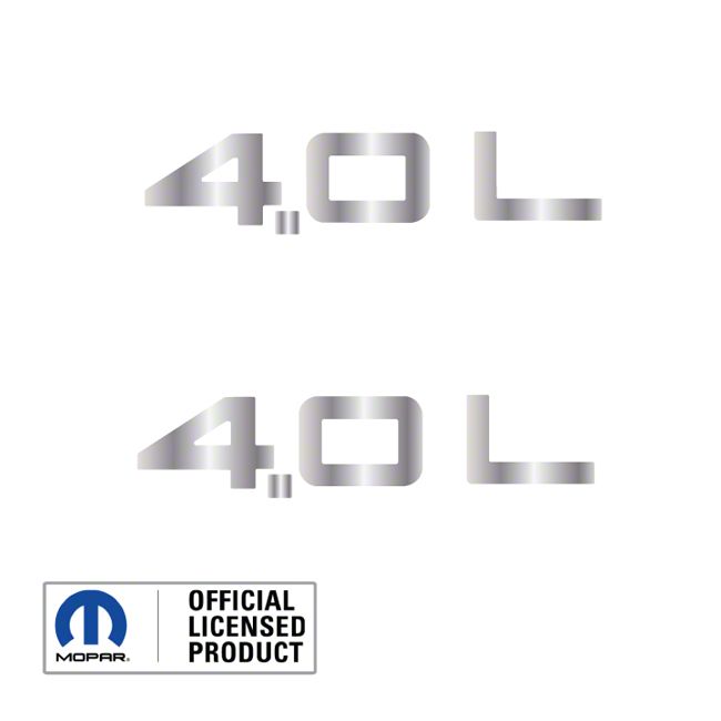 Jeep Wrangler 4.0L Side Logo; Metallic Silver (97-06 Jeep Wrangler