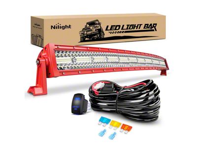 42-Inch Triple Row LED Light Bar with Red Shell; Flood/Spot Combo (Universal; Some Adaptation May Be Required)