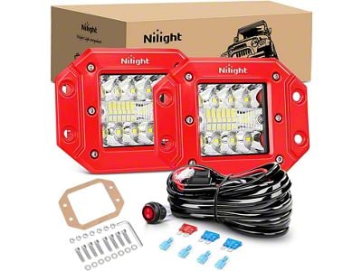 4.80-Inch Flush Mount LED Pod Lights with Red Shell; Flood/Spot Combo (Universal; Some Adaptation May Be Required)