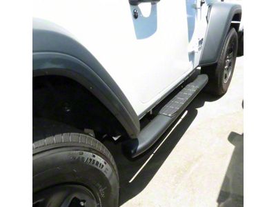 4X Series 4-Inch Oval Side Step Bars; Black (18-25 Jeep Wrangler JL 2-Door)