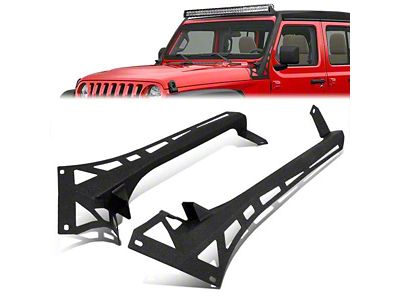 50 to 52-Inch Windshield LED Light Bar and Pod Mounting Brackets (18-25 Jeep Wrangler JL, Excluding 4xe & Rubicon 392)