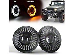 7-Inch 3D Halo LED Headlights with DRL and Turn Signals; Black Housing; Clear Lens (76-18 Jeep CJ7, Wrangler TJ & JK)