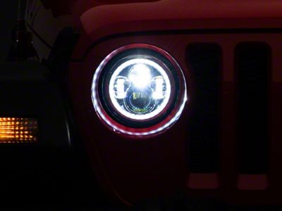 7-Inch LED Headlights with Full Halo; Silver Housing; Clear Lens (18-25 Jeep Wrangler JL)
