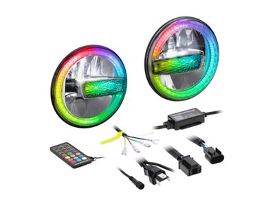 7-Inch Premium Chasing LED Headlights; Black Housing; Clear Lens (97-25 Jeep Wrangler TJ, JK & JL)