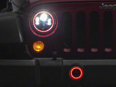7-Inch RGB LED Headlights with 4-Inch Fog Lights; Black Housing; Clear Lens (76-86 Jeep CJ7; 97-18 Jeep Wrangler TJ & JK)
