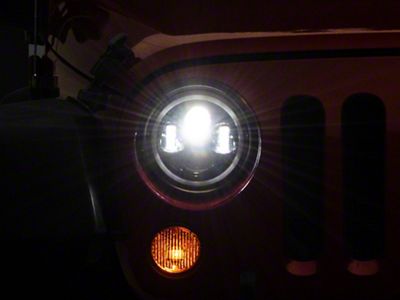 7-Inch Round 6-LED Headights with RGB Halo (97-18 Jeep Wrangler TJ & JK)