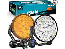 7-Inch White LED Off-Road Driving Lights with Yellow Covers; Spot Beam (Universal; Some Adaptation May Be Required)