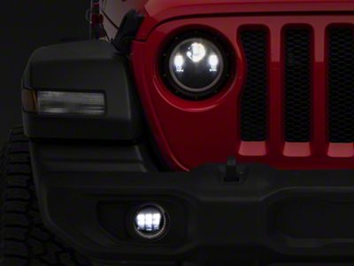 Quake LED Tempest 9-Inch HD Headlights and 4-Inch Fog Lights; Black Housing; Clear Lens (18-25 Jeep Wrangler JL)