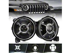 9-Inch Devils Eyes LED Headlights with DRL; Black Housing; Clear Lens (18-25 Jeep Wrangler JL)