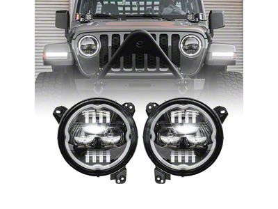 9-Inch LED Headlights with DRL and Halo; Black Housing; Clear Lens (18-25 Jeep Wrangler JL)