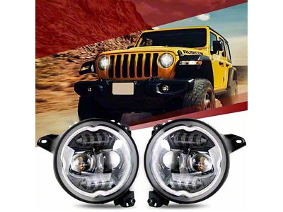 9-Inch LED RGBW Chasing Headlights; Black Housing; Clear Lens (18-25 Jeep Wrangler JL)