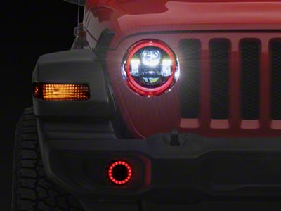 9-Inch LED RGBW Halo Headlights with RGBW Fog Lights; Black Housing; Clear Lens (18-25 Jeep Wrangler JL)