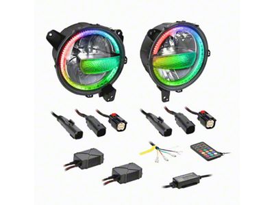 9-Inch Premium Chasing LED Headlights; Black Housing; Clear Lens (18-25 Jeep Wrangler JL)