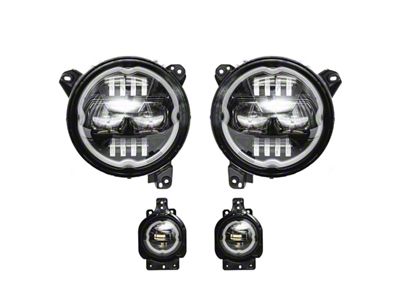 9-Inch RGB-W Headligths with DRL and Halo; Black Housing; Clear Lens (18-25 Jeep Wrangler JL)