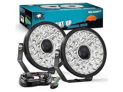 9-Inch White LED Off-Road Driving Lights with DRL; Spot Beam (Universal; Some Adaptation May Be Required)