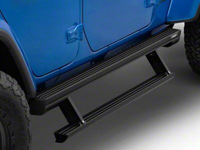 ActionTrac Powered Running Boards; Carbide Black (18-25 Jeep Wrangler JL 4-Door)