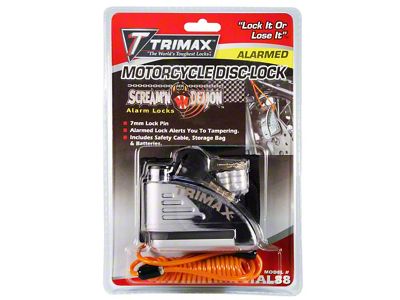 Alarmed Disc Lock with 7mm Lock Pin; Chrome