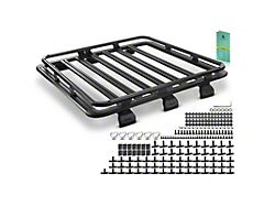 Aluminum Alloy Roof Rack with All Side Rail; 62-Inch x 55-Inch; Black (18-23 Jeep Wrangler JL 4-Door w/ Side Rails)