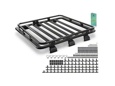 Aluminum Alloy Roof Rack with All Side Rail; 62-Inch x 55-Inch; Black (18-23 Jeep Wrangler JL 4-Door w/ Side Rails)