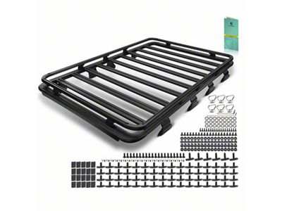 Aluminum Alloy Roof Rack with All Side Rail; 78-Inch x 55-Inch; Black (18-23 Jeep Wrangler JL 4-Door w/ Side Rails)
