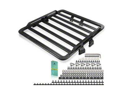 Aluminum Alloy Roof Rack with Side Rail; 62-Inch x 55-Inch; Black (07-18 Jeep Wrangler JK 4-Door w/ Side Rails)