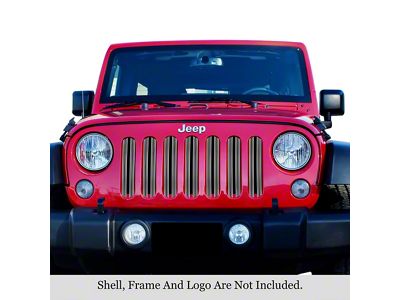 Aluminum Billet Upper Grille Overlay; Polished (07-18 Jeep Wrangler JK)