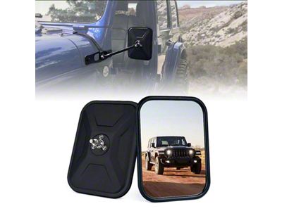 Aluminum Doorless Side Mirrors; Black (18-25 Jeep Wrangler JL, Excluding 4xe)