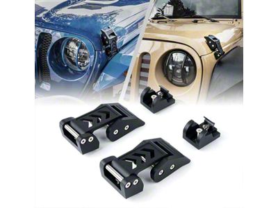 Aluminum Hood Latch Kit; Black (07-25 Jeep Wrangler JK & JL)