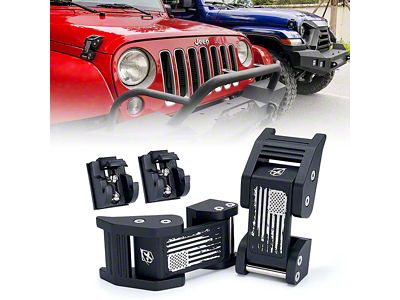 Aluminum Hood Latches; Distressed U.S. Flag (07-25 Jeep Wrangler JK & JL)