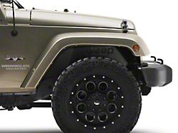 Jeep Licensed by RedRock Aluminum Inner Fender Liners with Jeep Logo; Front; Textured Black (07-18 Jeep Wrangler JK)