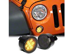 Amber Front LED Turn Signal Lights; Smoked (07-18 Jeep Wrangler JK)
