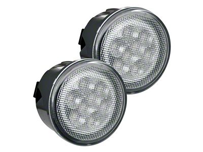 Amber LED Round Front Turn Signal Fender Lights; Clear (07-18 Jeep Wrangler JK)