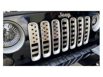 American Flag Grille Insert; Stainless Steel (07-18 Jeep Wrangler JK)