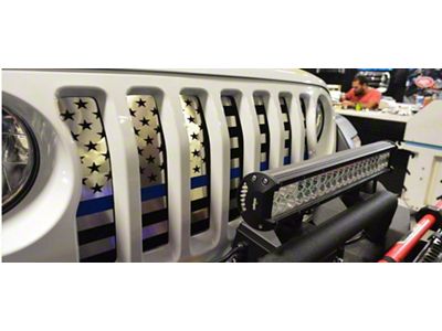American Flag Grille Insert; Thin Blue Line (18-25 Jeep Wrangler JL)