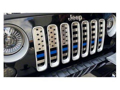 American Flag Grille Insert; Thin Blue Line (07-18 Jeep Wrangler JK)