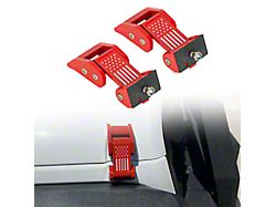 American Flag Hood Latches; Red (07-26 Jeep Wrangler JK & JL)