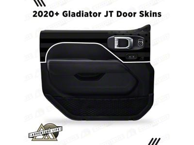 American Flag Interior Door Skins; Rear; Black (18-26 Jeep Wrangler JL 4-Door w/ Power Windows & Locks)