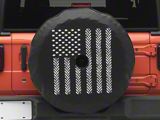 American Flag Tire Tracks Spare Tire Cover with Camera Cutout; Black (18-26 Jeep Wrangler JL)
