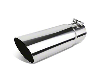Angled Cut Round Exhaust Tip; 3.50-Inch; Polished (Fits 3-Inch Tailpipe)