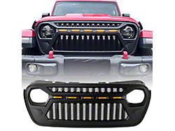 Angry Birds Grille with White/Amber LED Lights; Matte Black (18-26 Jeep Wrangler JL)