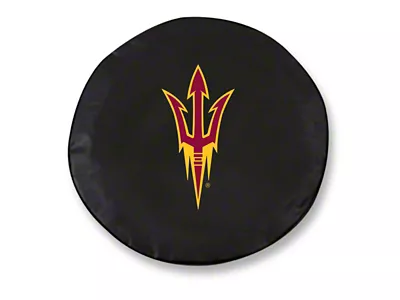 Arizona State University Pitchfork Spare Tire Cover with Camera Port; Black (18-25 Jeep Wrangler JL)