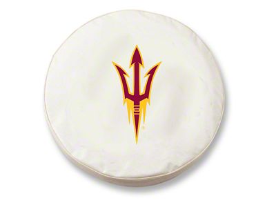 Arizona State University Pitchfork Spare Tire Cover; White (66-18 Jeep CJ5, CJ7, Wrangler YJ, TJ & JK)