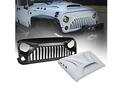 Beast Series Hood with Grille; Unpainted (07-18 Jeep Wrangler JK)