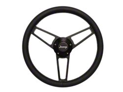 Billet Series Steering Wheel with Jeep Logo; 14-Inch; Black (76-95 Jeep CJ7 & Wrangler YJ)