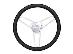 Billet Series Steering Wheel with Jeep Logo; 14-Inch; Black and Polished (76-95 Jeep CJ7 & Wrangler YJ)