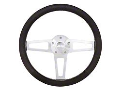 Billet T-Series Steering Wheel with Jeep Logo; 14-Inch; Black and Polished (76-95 Jeep CJ7 & Wrangler YJ)